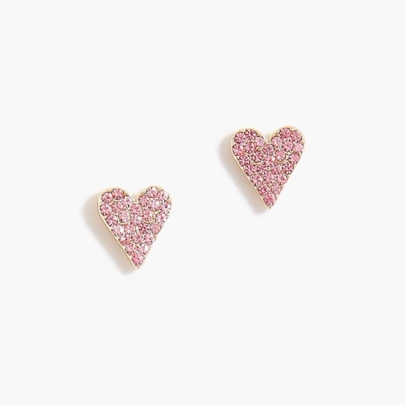 J. Crew Pavé crystal pink heart stud earrings - Picture 1 of 3